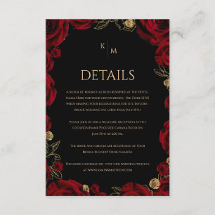 Carte D'accompagnement Mariage Bohème aux Roses Bourguignonnes