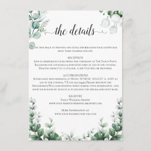 Carte D'accompagnement Mariage bohème d'été avec eucalyptus verdoyant