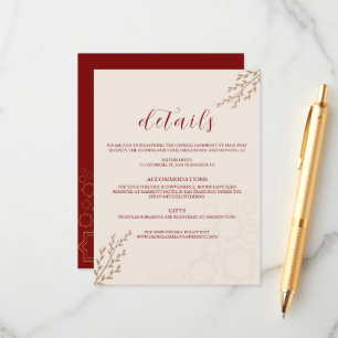 Carte D'accompagnement Mariage Bohème Moderne Terracotta Orange Brûlé