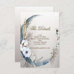 Carte D'accompagnement Mariage Boho White Orchid Flowers Blue Moon Party