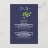 Carte D'accompagnement mariage botanique bleu bleus (Devant)