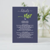 Carte D'accompagnement mariage botanique bleu bleus (Debout devant)