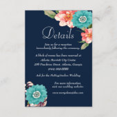 Carte D'accompagnement Mariage Botanique Bleu Et Rose (Devant)