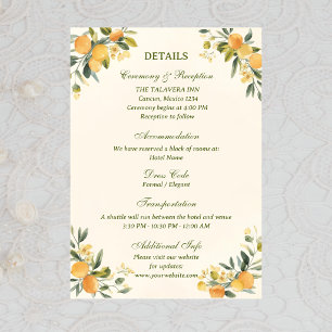 Carte D'accompagnement Mariage Botanique Citron Méditerranéen