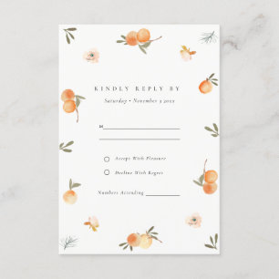 Carte D'accompagnement Mariage botanique de Boho Floral Orange mignon RSV