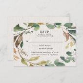 Carte D'accompagnement Mariage botanique de feuillage rustique RSVP (Devant / Derrière)