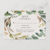 Carte D'accompagnement Mariage botanique de feuillage rustique RSVP (Devant)