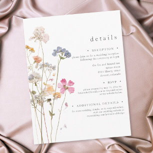 Carte D'accompagnement Mariage Botanique de Fleur Sauvage Pressée Bohème