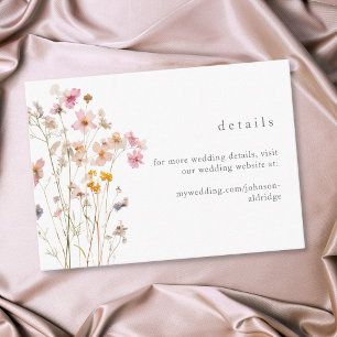 Carte D'accompagnement Mariage Botanique de Fleur Sauvage Pressée Bohème