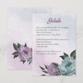 Carte D'accompagnement mariage botanique de fleurs bleues violettes (Devant / Derrière)