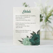 Carte D'accompagnement mariage botanique des fleurs vert émeraude (Debout devant)