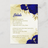 Carte D'accompagnement Mariage botanique d'or des fleurs bleues royales (Devant)