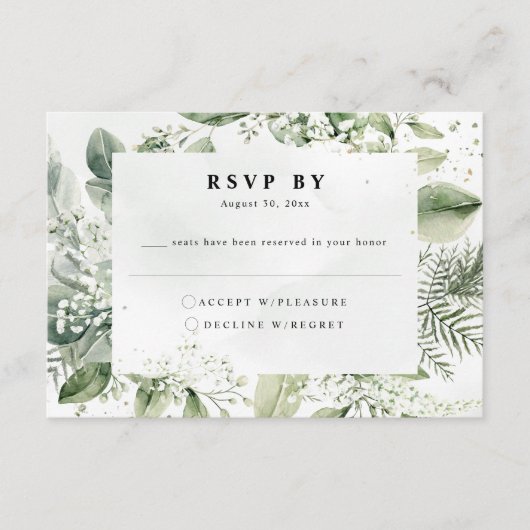 Carte D'accompagnement Mariage botanique Dusty Blue Eucalyptus RSVP (Devant)