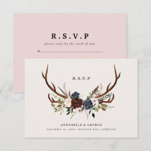 Carte D'accompagnement mariage botanique floral de la marine de Bourgogne
