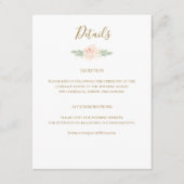 Carte D'accompagnement Mariage botanique floral rose et or (Devant)