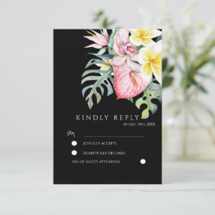 Carte D'accompagnement Mariage botanique floral tropical foncé