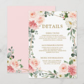 Carte D'accompagnement Mariage botanique géométrique rose pâle (Devant / Derrière)