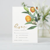 Carte D'accompagnement Mariage Botanique Orange Citrus RSVP (Debout devant)