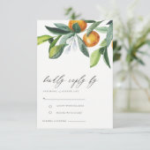 Carte D'accompagnement Mariage Botanique Orange Citrus RSVP (Debout devant)