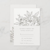 Carte D'accompagnement Mariage Brown floral minimal chic RSVP (Devant / Derrière)