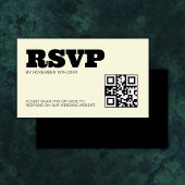 Carte D'accompagnement Mariage budget QR moderne RSVP Black Ecru