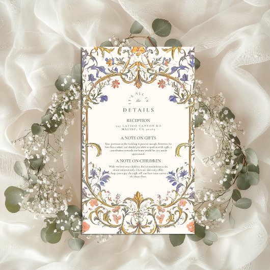 Carte D'accompagnement Mariage Cadre Floral de Grâce Orné Victorien
