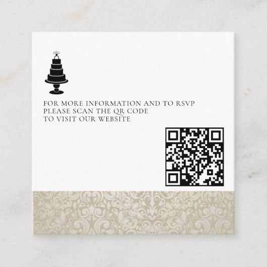 Carte D'accompagnement Mariage Cake Photo Code QR (Devant)