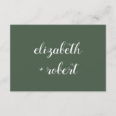 Carte D'accompagnement Mariage Calligraphié Minimaliste Vert Rustique (Dos)