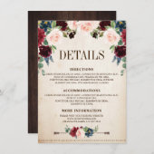 Carte D'accompagnement Mariage campagnard de Boho Rustique Floral de la m (Devant / Derrière)