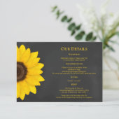 Carte D'accompagnement mariage campagnard de tableau de tournesol rustiqu (Debout devant)