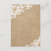Carte D'accompagnement Mariage campagnard Rustique Burlap Et Dentelle (Dos)