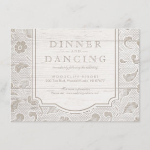 Carte D'accompagnement Mariage campagnard rustique en dentelle blanche