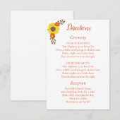 Carte D'accompagnement Mariage campagnard Tournesol Itinéraire (Devant / Derrière)