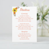 Carte D'accompagnement Mariage campagnard Tournesol Itinéraire (Debout devant)