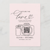 Carte D'accompagnement Mariage Capture L'Amour Blush Rose QR Code Photo (Devant)