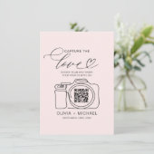 Carte D'accompagnement Mariage Capture L'Amour Blush Rose QR Code Photo (Debout devant)