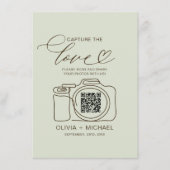 Carte D'accompagnement Mariage Capture L'amour Sage vert QR Code Photo (Devant)