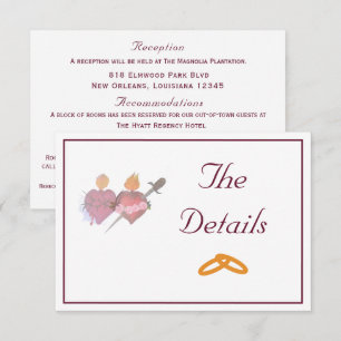 Carte D'accompagnement Mariage Catholique Deux Cœurs Bourgogne & Blanc