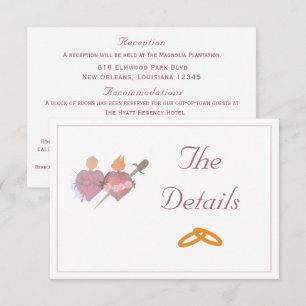 Carte D'accompagnement Mariage Catholique Élégant Deux Cœurs