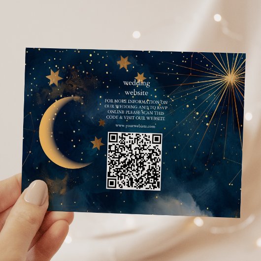 Carte D'accompagnement Mariage céleste de minuit bleu étoiles de lune