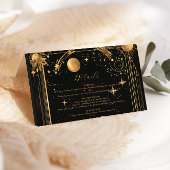 Carte D'accompagnement Mariage céleste de minuit noir étoiles lune