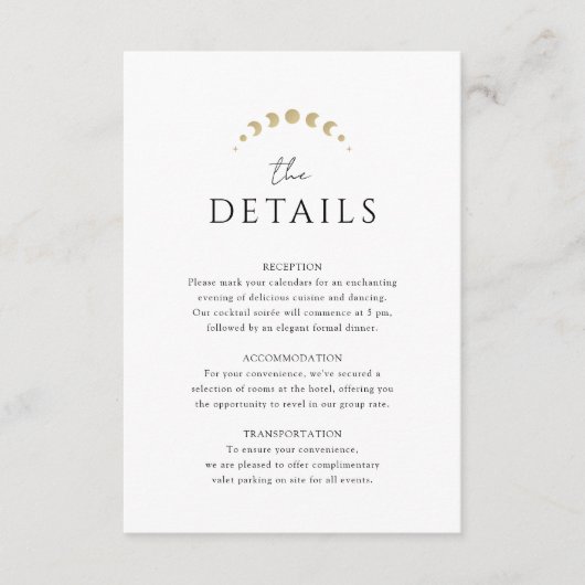 Carte D'accompagnement Mariage céleste du monogramme d'or (Devant)