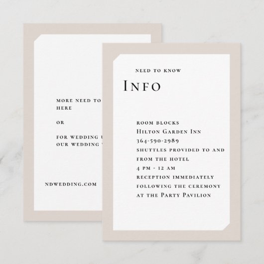 CARTE D'ACCOMPAGNEMENT MARIAGE CERCLE CHIC (Devant / Derrière)