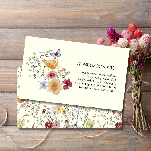 Carte D'accompagnement Mariage champêtre Bohème avec fleurs sauvages