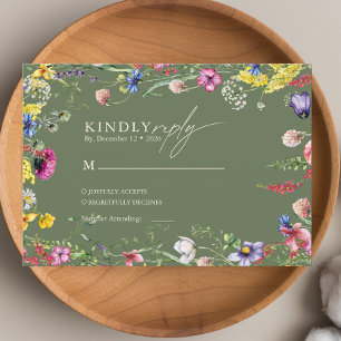 Carte D'accompagnement Mariage Champêtre Bohème Coloré Fleur de Printemps