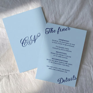 Carte D'accompagnement Mariage chic bleu ciel côtier romantique classe