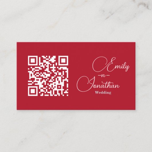 Carte D'accompagnement Mariage Chic Éditorial Rouge Profond Format Compac (Devant)