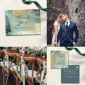 Carte D'accompagnement Mariage chic en granit bleu vert Aquarelle