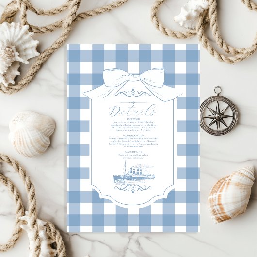 Carte D'accompagnement Mariage Chic Nautique Coquette Bow
