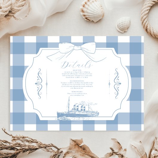 Carte D'accompagnement Mariage Chic Nautique Coquette Bow